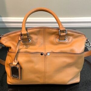 Tiganello Polished Pockets Leather Satchel Convertible Purse Handbag
